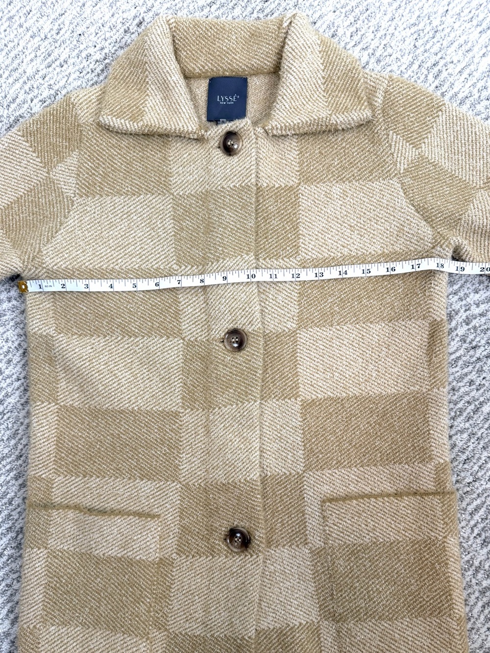 Lysse Sweater Coat Cream Neutral Plaid NWT XXS/XS Salma Nutshell Plaid Shacket - Picture 10 of 13